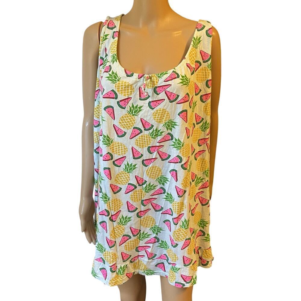Y2K Love To Sleep sleeveless pajama dress womens L lounge sleep Fruity Print